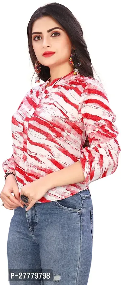 Fancy Multicoloured Crepe Printed Top For Women-thumb0