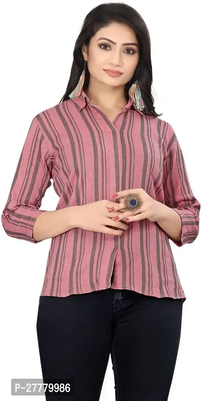 Fancy Multicoloured Cotton Blend Striped Top For Women-thumb0