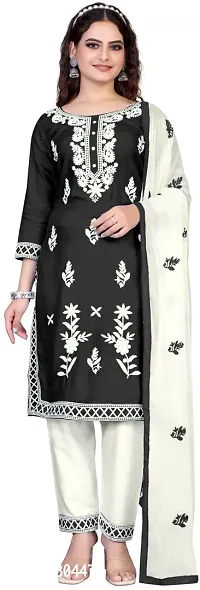 Stylish Polyester Kurta With Pant And Dupatta Set For Women-thumb0