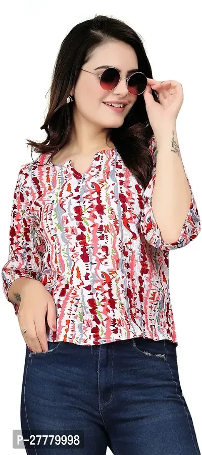 Fancy Multicoloured Polyester Printed Top For Women