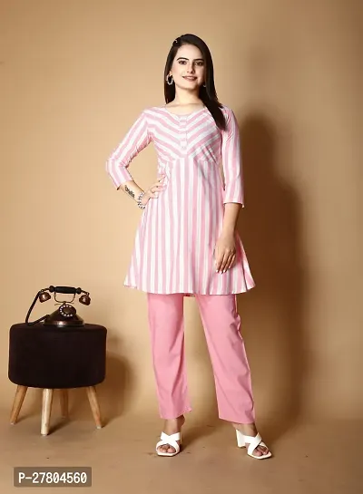 Stylish Pure Cotton Kurta With Pant For Women-thumb0