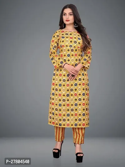 Stylish Cotton Blend Kurta With Pant For Women-thumb0