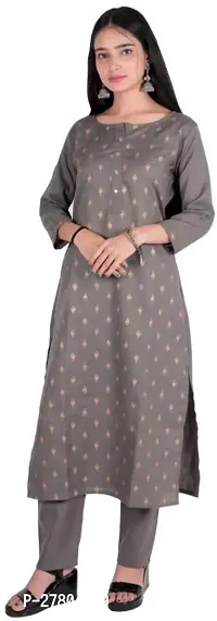 Stylish Cotton Blend Kurta With Pant For Women-thumb0