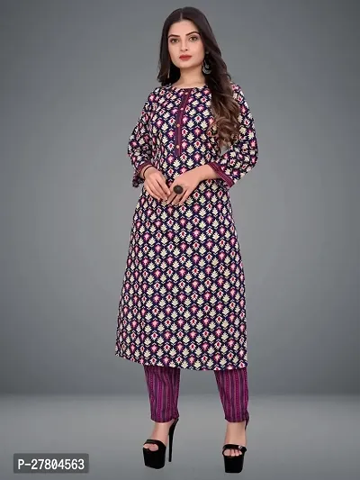 Stylish Cotton Blend Kurta With Pant For Women-thumb0