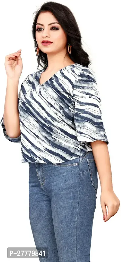 Fancy Multicoloured Crepe Printed Top For Women