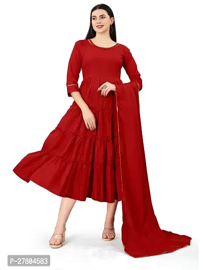 Stylish Polyester Kurta With Dupatta Kurta For Women-thumb0