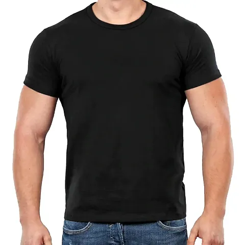 Men Solid Round Neck Half Sleeve T Shirt