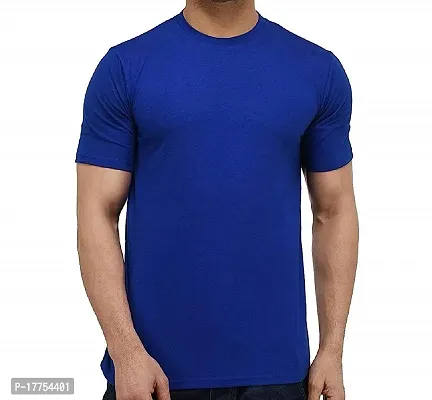 Men Solid Round Neck Half Sleeve Polyester T Shirt-thumb0