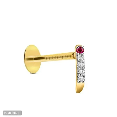 18k yellow gold plated saniya nose pin for women(red)