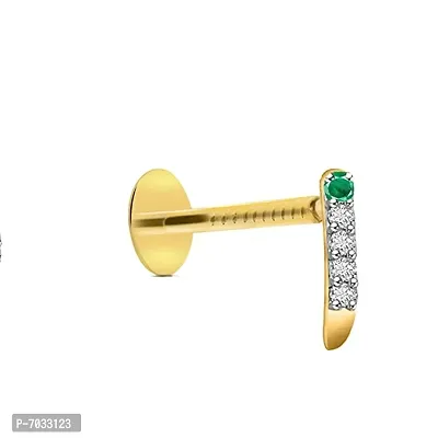 18k yellow gold plated saniya nose pin for women(Green)-thumb0