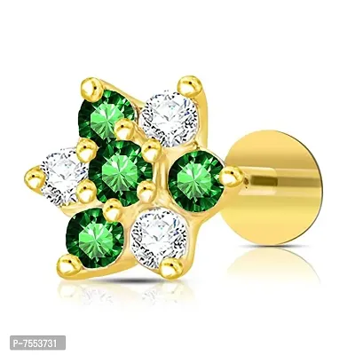 Raigur LETS HAVE A BRIGHT STARFlower Shape Diamond 14K Pure Yellow Gold Nose Pins Studs,Diamond Jewellery Nose Pins For Women And Girl