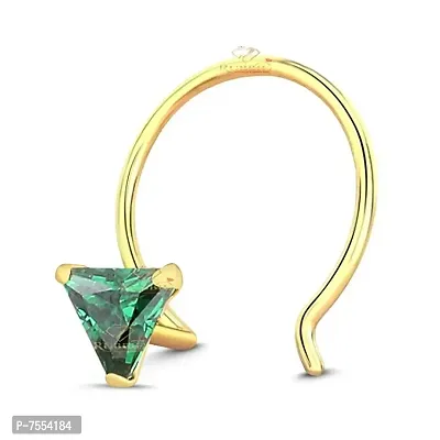 Raigur  LETS HAVE A BRIGHT STAR Green Colour 14K Gold Nose Pin