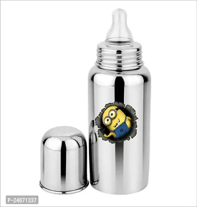 HAUSA07 New Born Baby Stainless Steel Bottle With Colour Cartoon Characters- 255ML