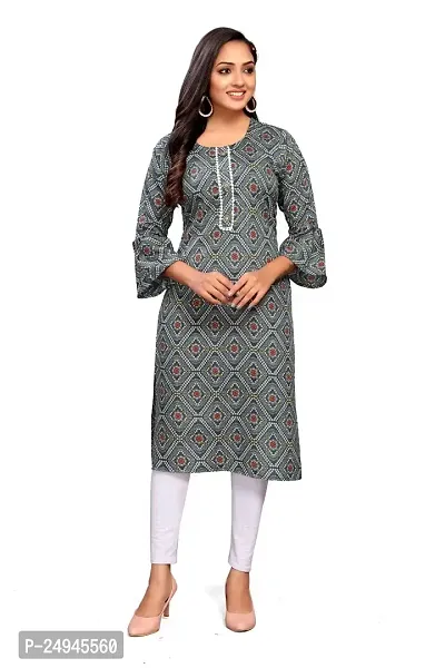 Stylish Grey Cotton Stitched Kurta For Women-thumb0