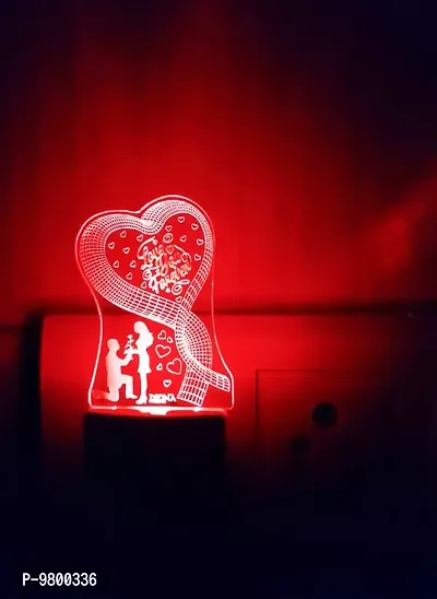 DIONA Love You Forever Romantic Couple 3D Illusion LED Multi Color Valentine Day Gift Night Lamp
