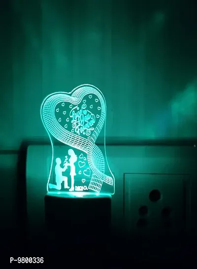 DIONA Love You Forever Romantic Couple 3D Illusion LED Multi Color Valentine Day Gift Night Lamp-thumb4