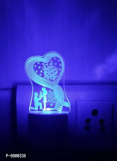 DIONA Love You Forever Romantic Couple 3D Illusion LED Multi Color Valentine Day Gift Night Lamp-thumb5