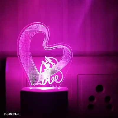 DIONA Couple Romantic 3D Illusion LED Multi Color Valentine Day, Birthday Gift Night Lamp-thumb0