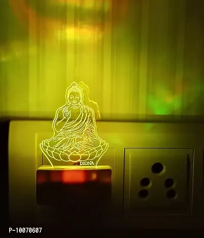 DIONA Buddha 3D Illusion Portable Acrylic Buddhism Pagoda Meditation Peace LED Multi Color Changing Night Lamp-thumb0