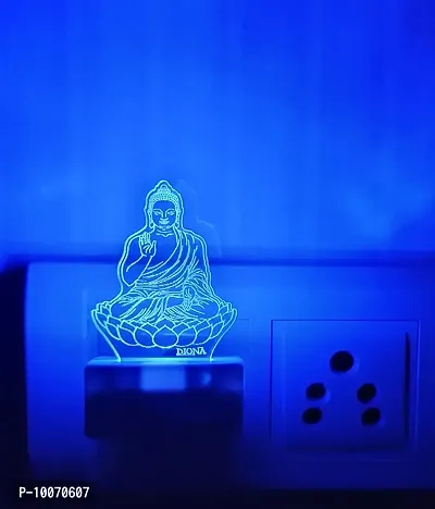 DIONA Buddha 3D Illusion Portable Acrylic Buddhism Pagoda Meditation Peace LED Multi Color Changing Night Lamp-thumb3