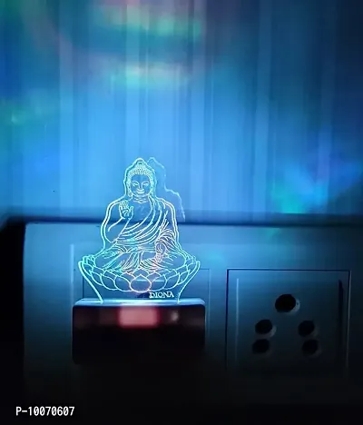 DIONA Buddha 3D Illusion Portable Acrylic Buddhism Pagoda Meditation Peace LED Multi Color Changing Night Lamp-thumb4