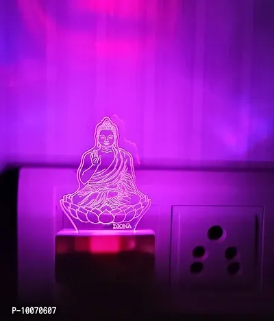 DIONA Buddha 3D Illusion Portable Acrylic Buddhism Pagoda Meditation Peace LED Multi Color Changing Night Lamp-thumb2