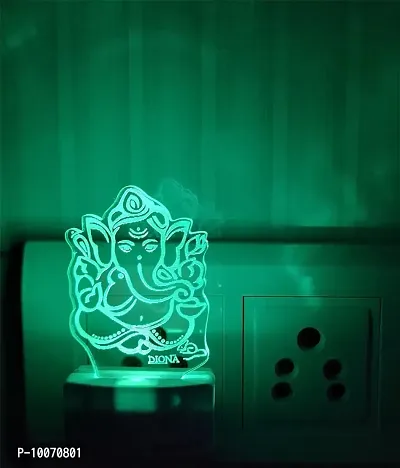 DIONA Ganesh Ganpati 3D LED Multi Colour Changing Portable Acrylic Night Lamp Home Decor