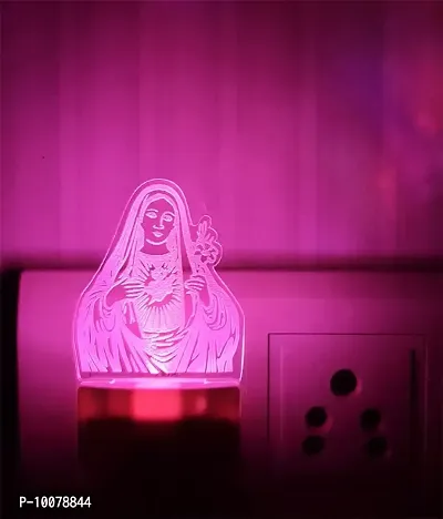 DIONA Mother Mary Christian 3D LED Night Lamp with Multi Colour Changing Lights Home Decor Small Portable Wall Light For Home, Church, Offices, Shops, Christmas Gifts Night Lamp-thumb3