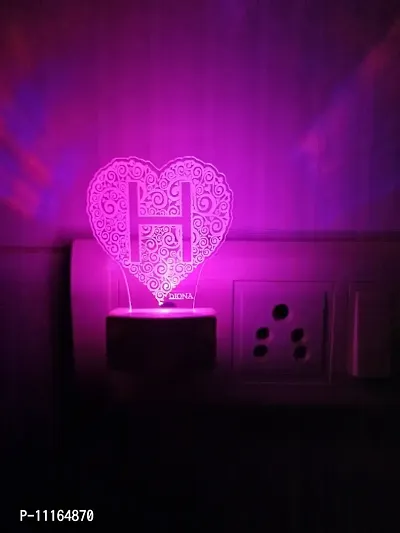 Alphabet H Heart 3D Illusion Led Multi Color Changing Night Lamp
