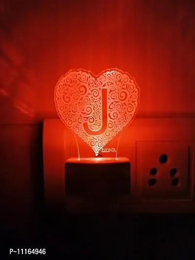 Alphabet J Heart 3D Illusion Led Multi Color Changing Night Lamp