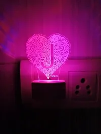 Alphabet J Heart 3D Illusion Led Multi Color Changing Night Lamp-thumb1