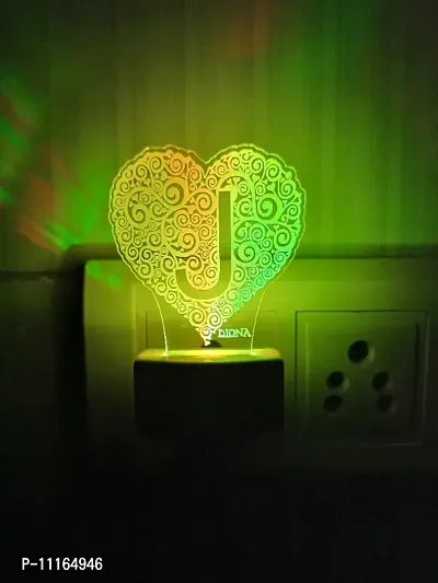 Alphabet J Heart 3D Illusion Led Multi Color Changing Night Lamp-thumb5