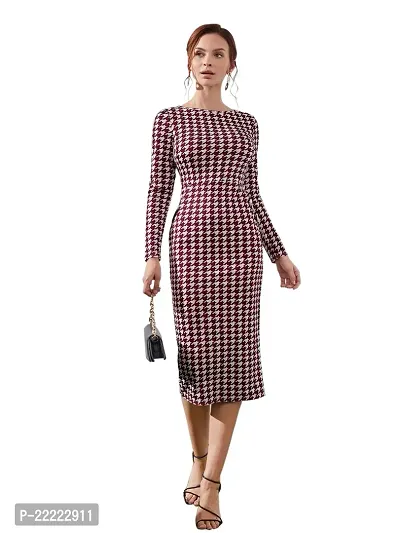 Classic Polyester Checked Dress For Women
