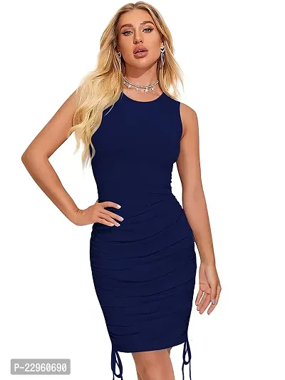 Classic Polyester Solid Dress For Women-thumb0