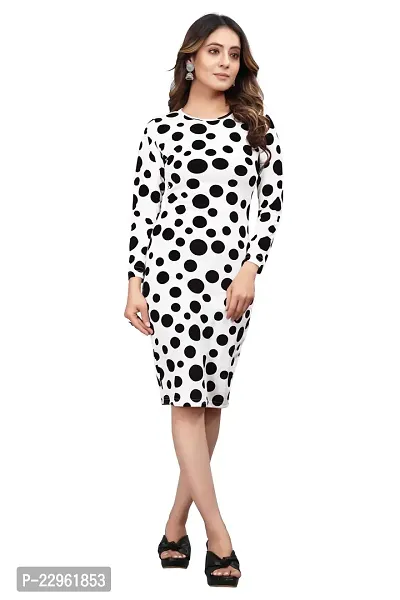 Classic Polyester Polka Dot Printed Dress For Women