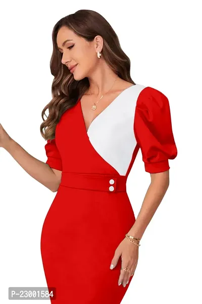 Classic Polyester Colourblocked Dress For Women-thumb2