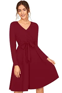 Classic Polyester Solid Dress For Women-thumb2