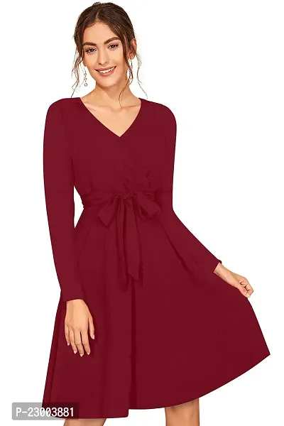 Classic Polyester Solid Dress For Women-thumb3