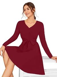 Classic Polyester Solid Dress For Women-thumb1