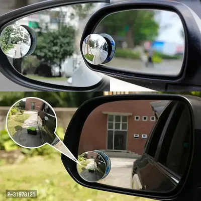 HD Glass Frame Round Convex Rear View Blind Spot Mirror -Pack of 2-thumb3