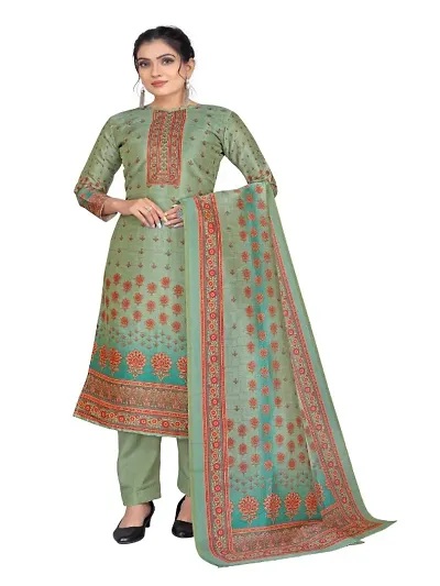 Elegant Art Silk Dress Material with Dupatta For Women