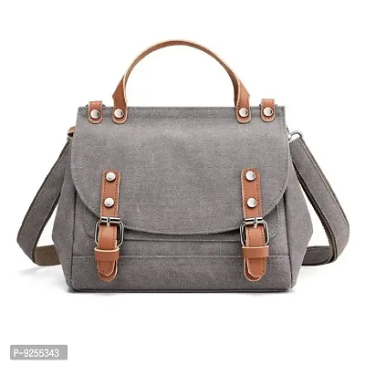 Vismiintrend Women Canvas Handbags | Sling Bags for girls | Tote Bags for Women | Top handle handbags (Grey)-thumb0