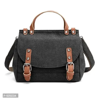 Vismiintrend Women Canvas Handbags | Sling Bags for girls | Tote Bags for Women | Top handle handbags (Black)