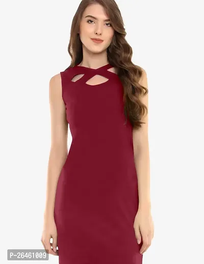 Elegant Crepe Solid A Line Dress For Women