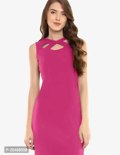 Elegant Crepe Solid A Line Dress For Women