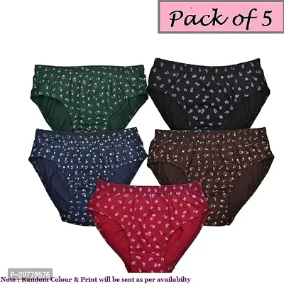 Stylish Multicoloured Cotton Blend Printed Brief For Women Pack Of 5-thumb0