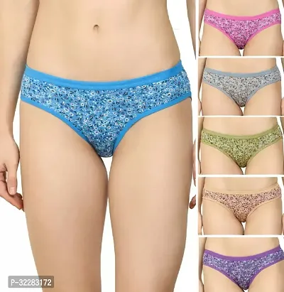 Stylish Multicoloured Cotton Blend Printed Briefs For Women Pack Of 6-thumb0