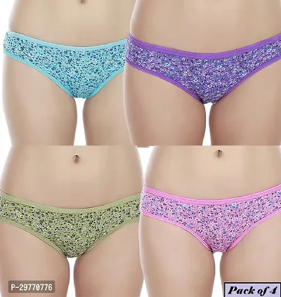 Stylish Multicoloured Cotton Blend Printed Brief For Women Pack Of 4-thumb0