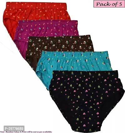 Stylish Multicoloured Cotton Blend Printed Brief For Women Pack Of 5