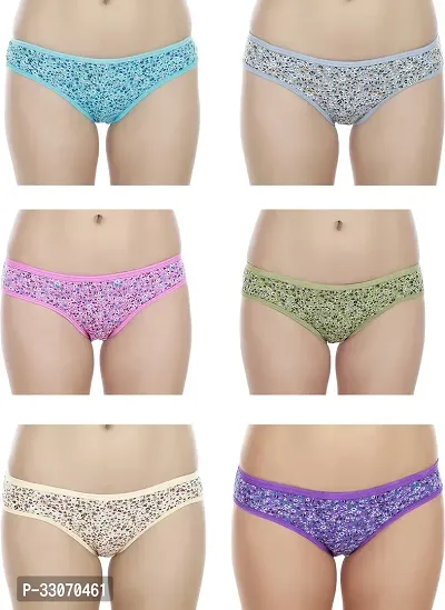 Stylish Multicoloured Cotton Blend Printed Briefs For Women Pack Of 6-thumb0